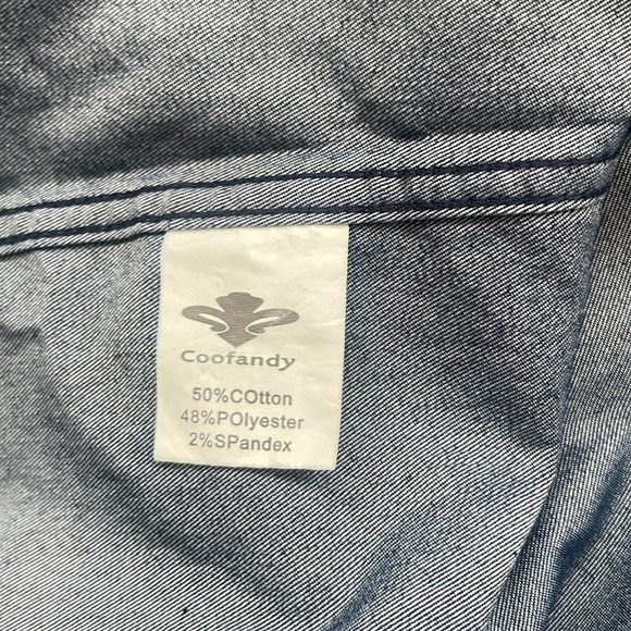 Coofandy Men's XL Denim Shirt Flip Cuff Long Sleeve Button Front Collared Blue - Picture 7 of 7